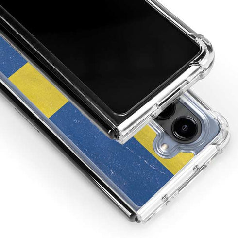 Sweden Flag Distressed Galaxy Z Fold5 5G Clear Case